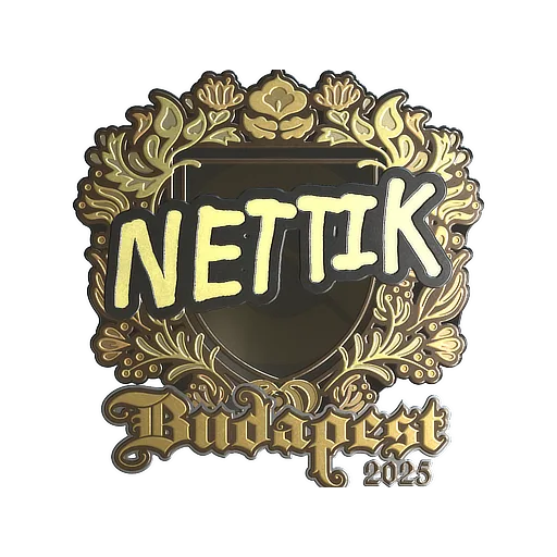 Наклейка | nettik (золотая) | Будапешт-2025