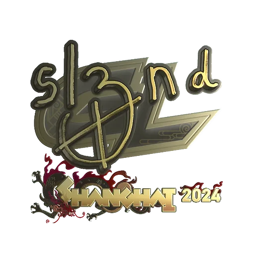 Наклейка | sl3nd (золотая) | Шанхай-2024
